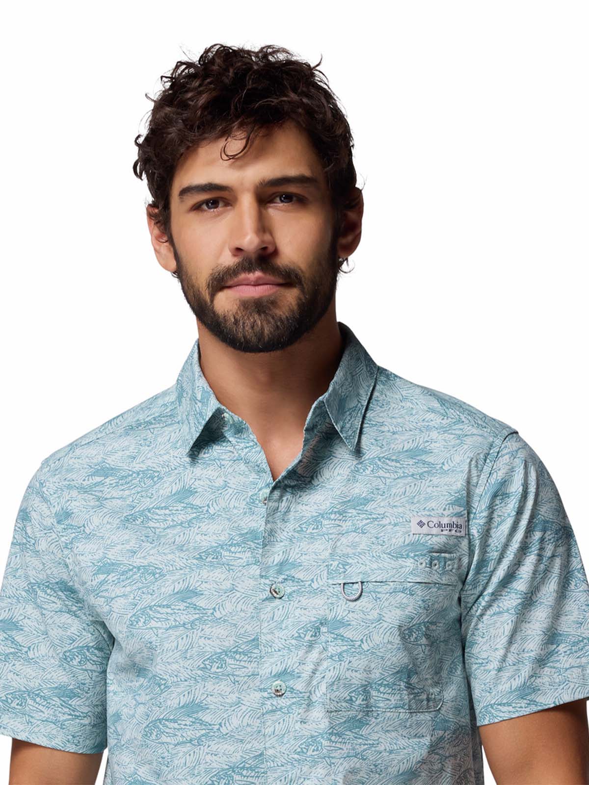 Camisa Manga Corta Hombre Wild Cast Camp Celeste Columbia - Image 3