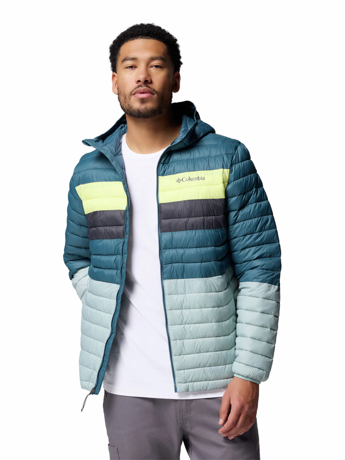 Parka Hombre Powder Pass Hooded Celeste Columbia - Image 3