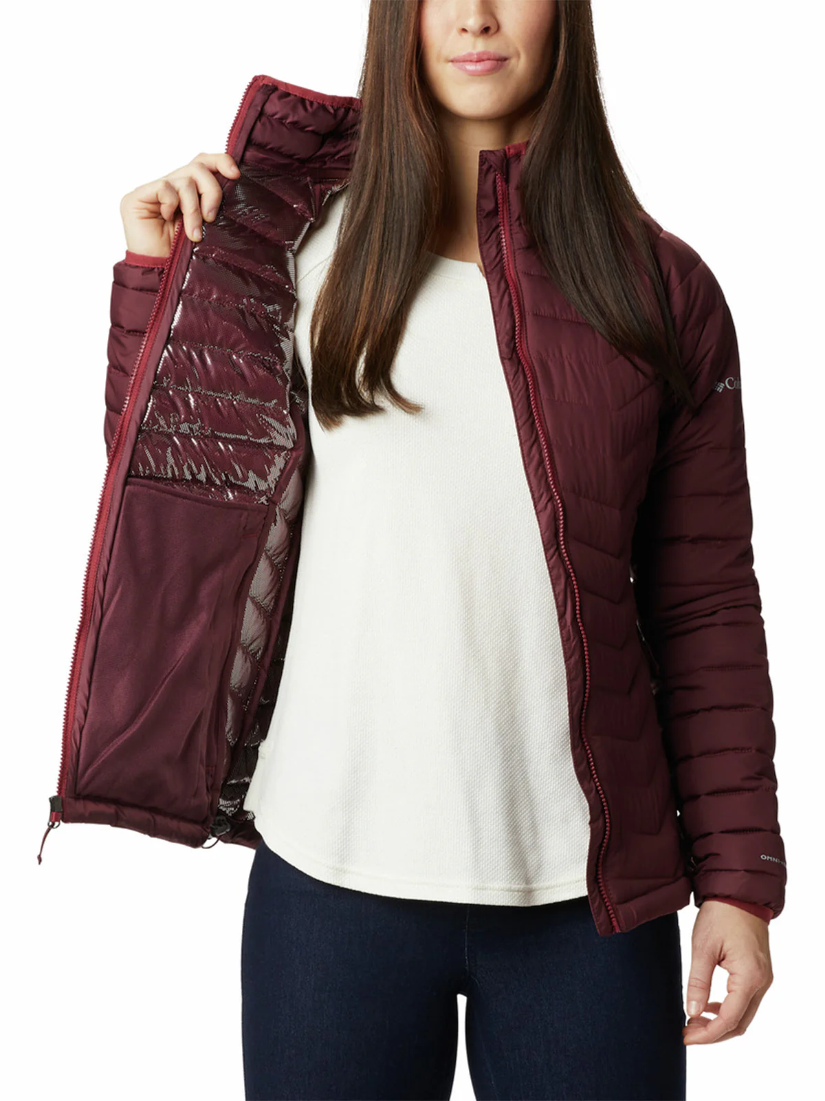 Parka Mujer Powder Lite Rojo Malbec Trail Running Columbia - Image 4