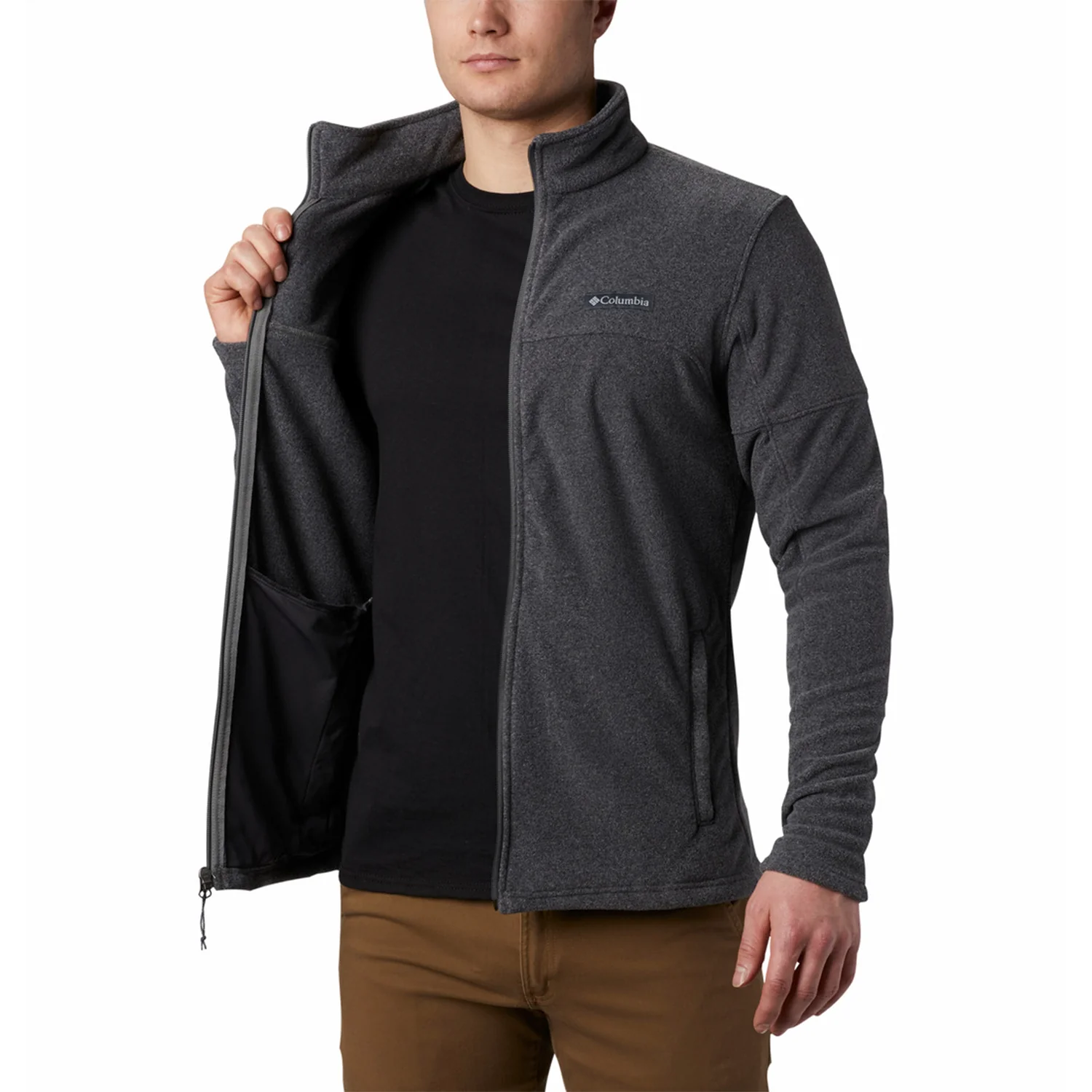 Polar Hombre Basin Trail Full Zip Gris Charcoal Heathe Columbia - Image 4