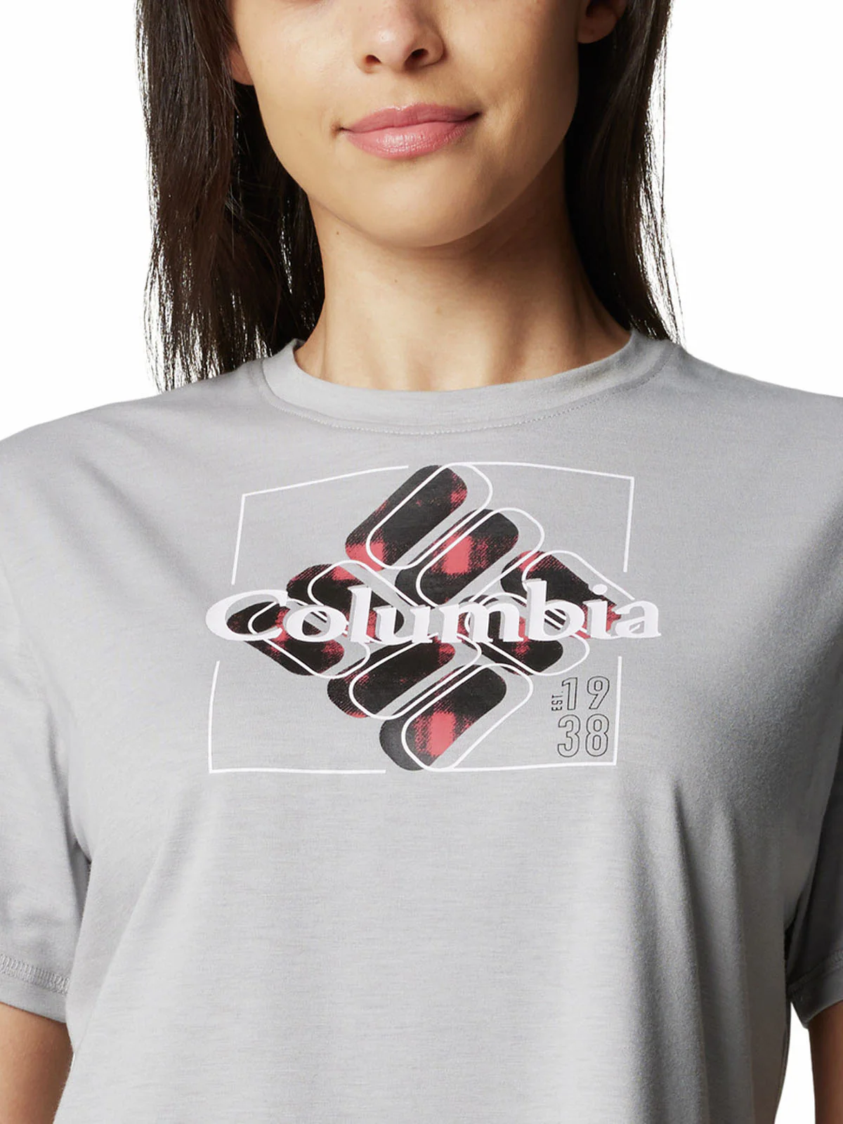 Polera Manga Corta Mujer Sun Trek Graphic Gris Columbia - Image 3