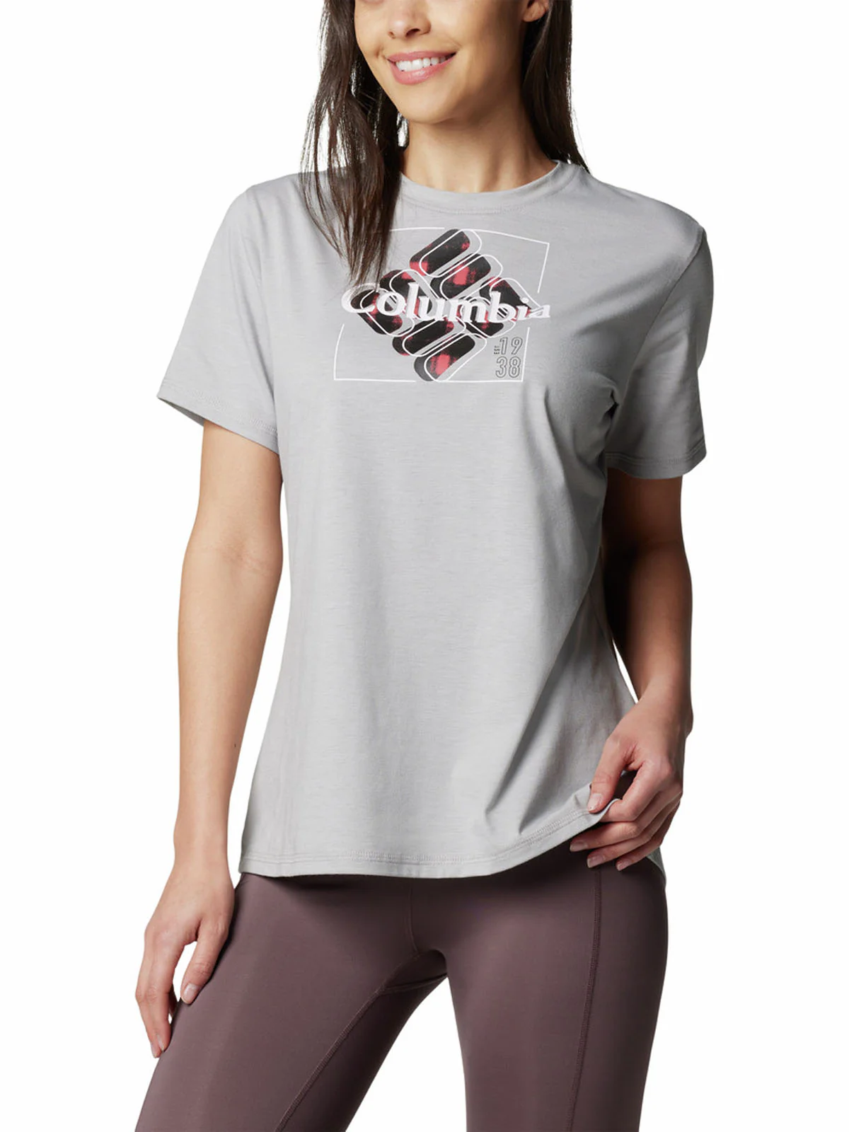 Polera Manga Corta Mujer Sun Trek Graphic Gris Columbia - Image 4