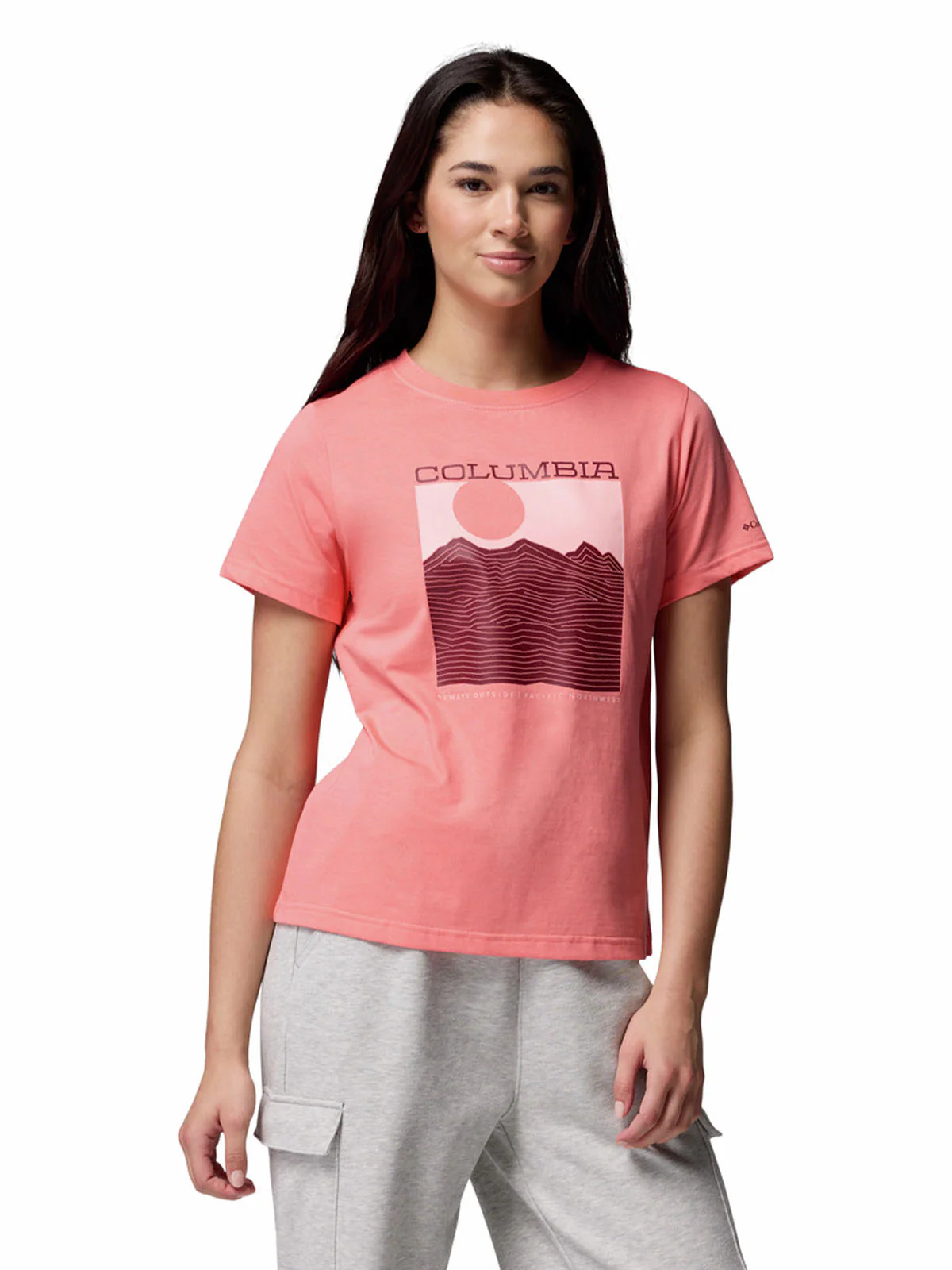Polera Manga Larga Mujer Rolling Bend Graphic Rojo Columbia