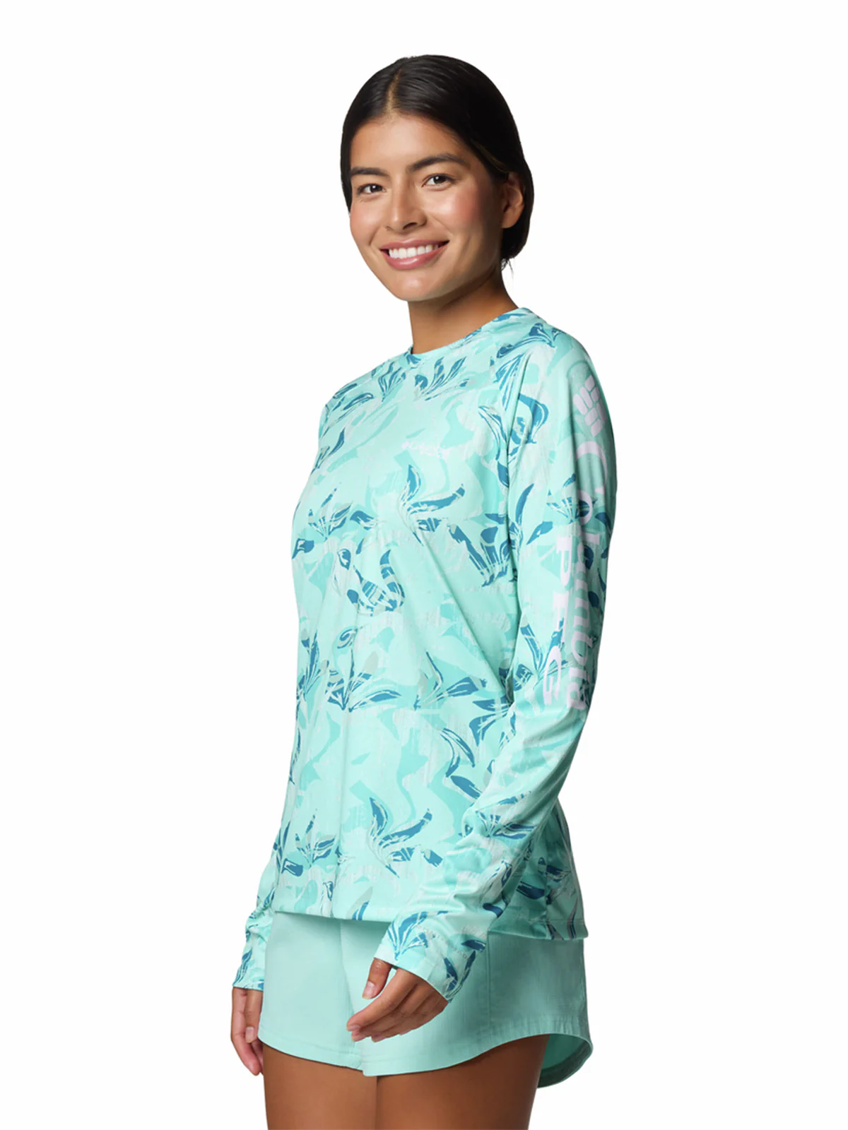 Polera Manga Larga Mujer Super Tidal Verde Columbia
